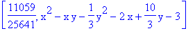 [11059/25641, x^2-x*y-1/3*y^2-2*x+10/3*y-3]